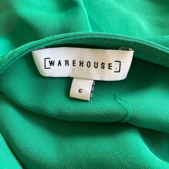 ASOS [Warehouse] Satin Green Midi Dress Size 6 - Picture 4 of 10